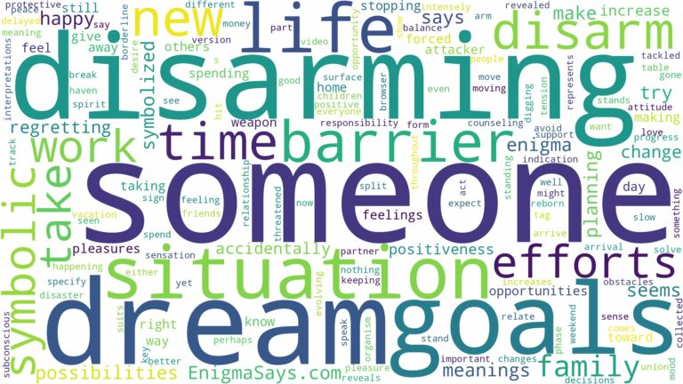 dream of disarming someone and related dreams with their meanings in a word cloud