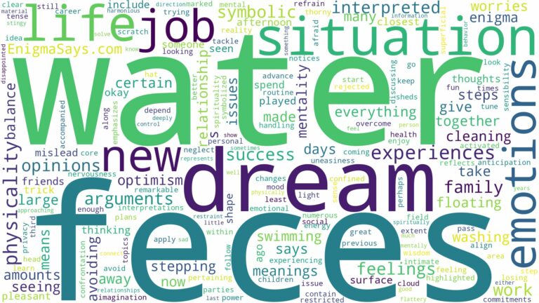 dreams about feces in water and related dreams with their meanings in a word cloud