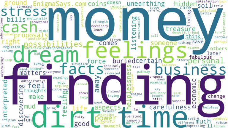 dreaming of finding money in dirt and related dreams with their meanings in a word cloud