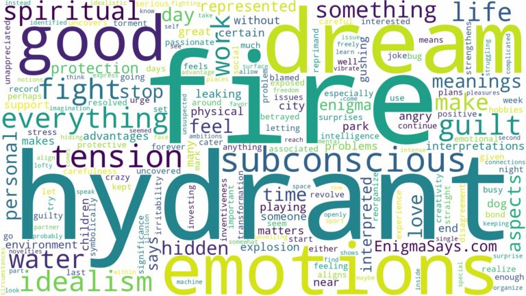 dream about fire hydrant and related dreams with their meanings in a word cloud