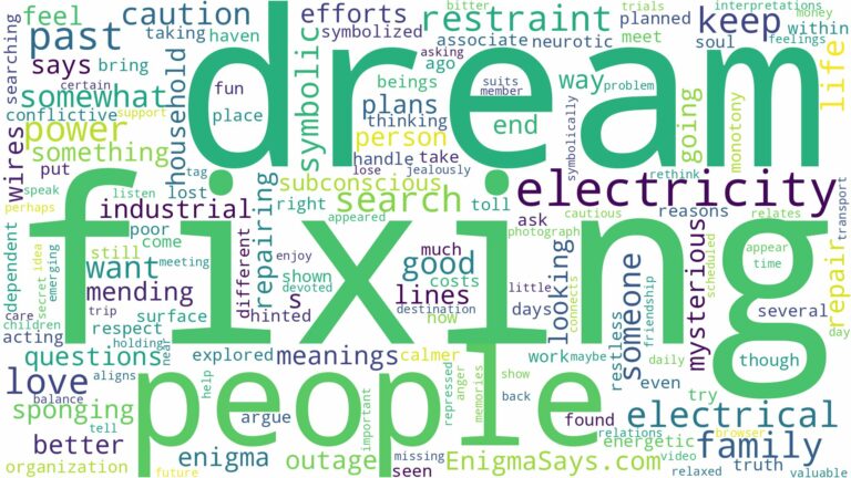 dream of fixing electricity and related dreams with their meanings in a word cloud