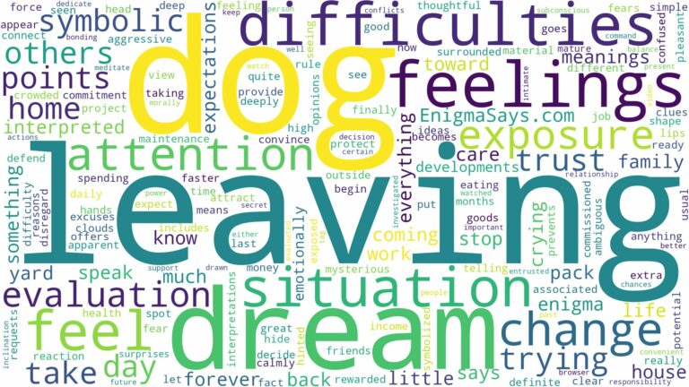 dreaming of dog leaving and related dreams with their meanings in a word cloud