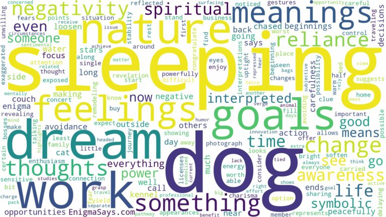 dreaming of dog sleeping and related dreams with their meanings in a word cloud