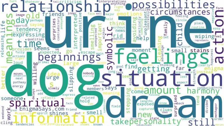 dream about dog urine and related dreams with their meanings in a word cloud