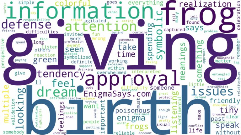 dreaming about frog giving birth and related dreams with their meanings in a word cloud