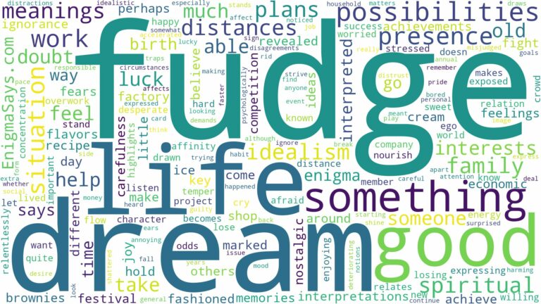 dream about fudge and related dreams with their meanings in a word cloud