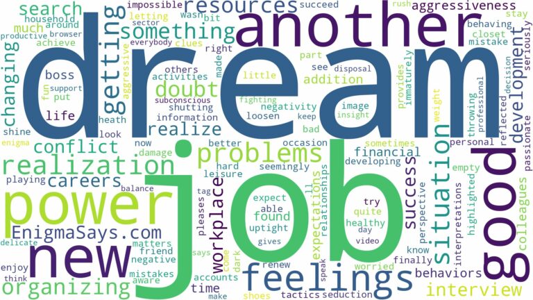dreaming of getting another job and related dreams with their meanings in a word cloud