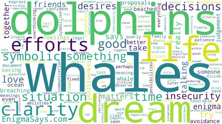 dreams about dolphins and whales and related dreams with their meanings in a word cloud