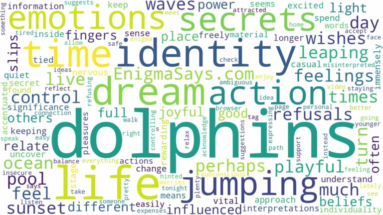 dreams about dolphins jumping and related dreams with their meanings in a word cloud