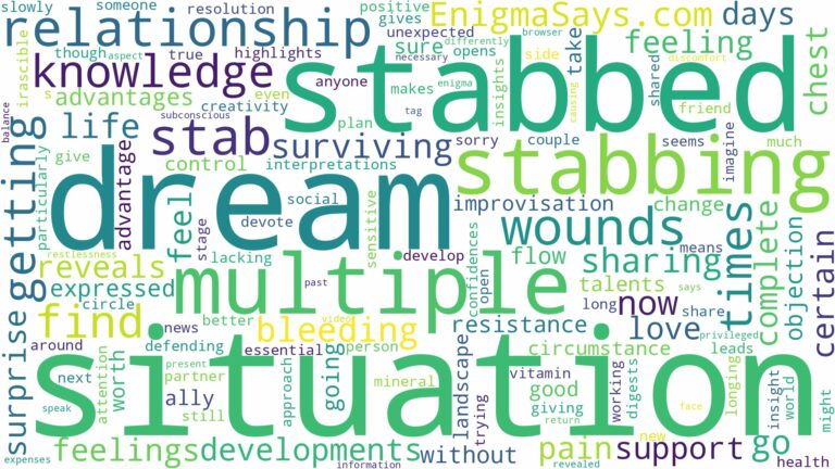dreaming of getting stabbed multiple times and related dreams with their meanings in a word cloud