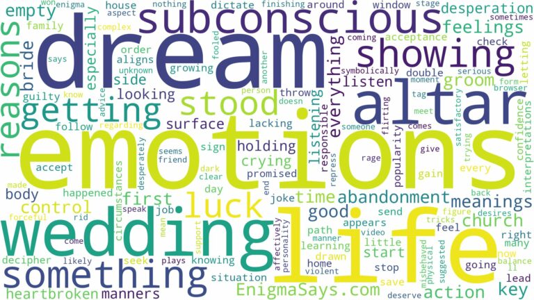 dreaming of getting stood up at the altar and related dreams with their meanings in a word cloud