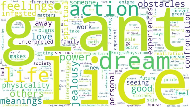dream about giant lice and related dreams with their meanings in a word cloud