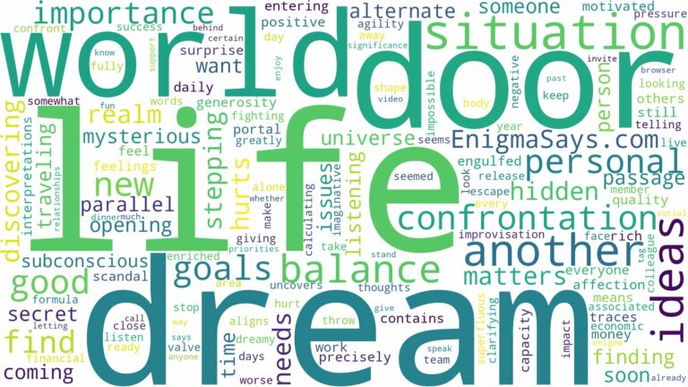 dream about door to another world and related dreams with their meanings in a word cloud