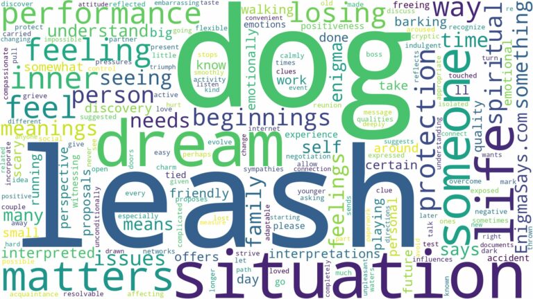 dream about a dog on a leash and related dreams with their meanings in a word cloud