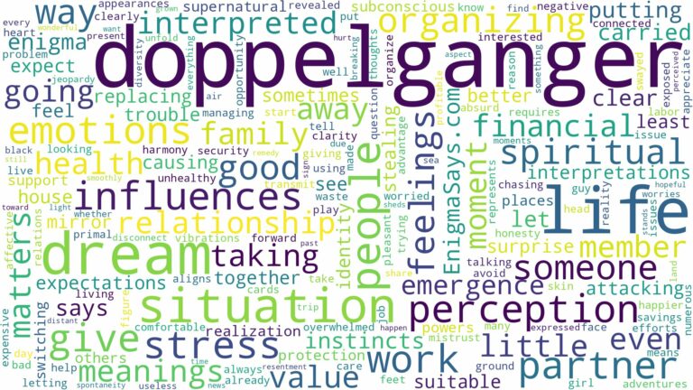 dream about doppelganger and related dreams with their meanings in a word cloud