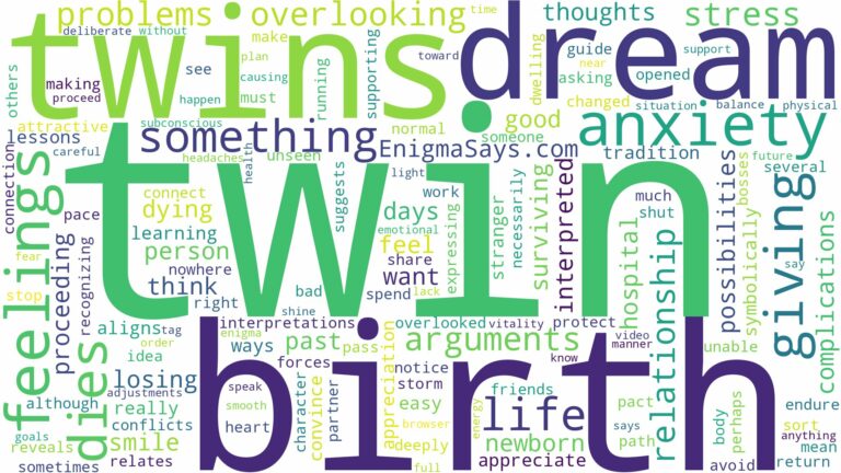 dreaming of giving birth to twins and one dies and related dreams with their meanings in a word cloud