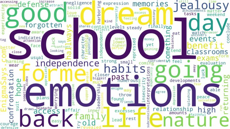 dreaming of going back to former school and related dreams with their meanings in a word cloud