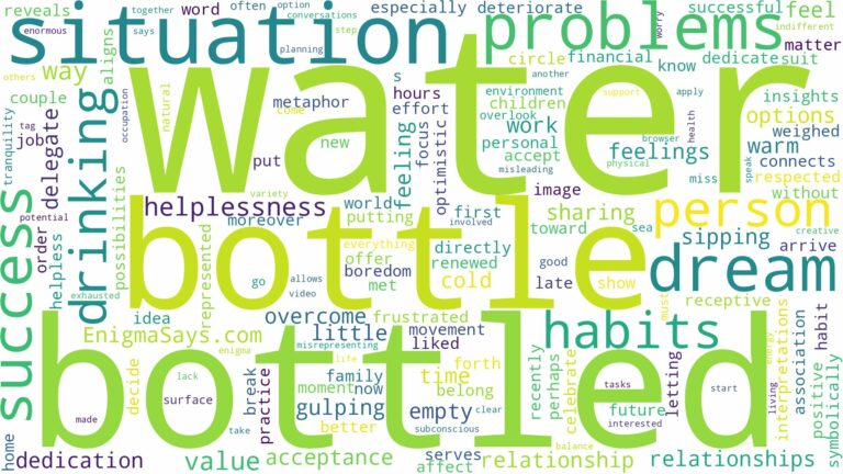 dreaming of drinking bottle water and related dreams with their meanings in a word cloud