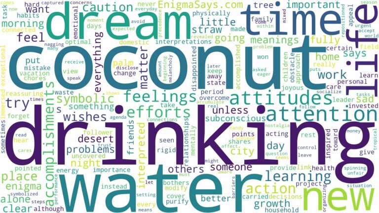 dreaming of drinking coconut water and related dreams with their meanings in a word cloud