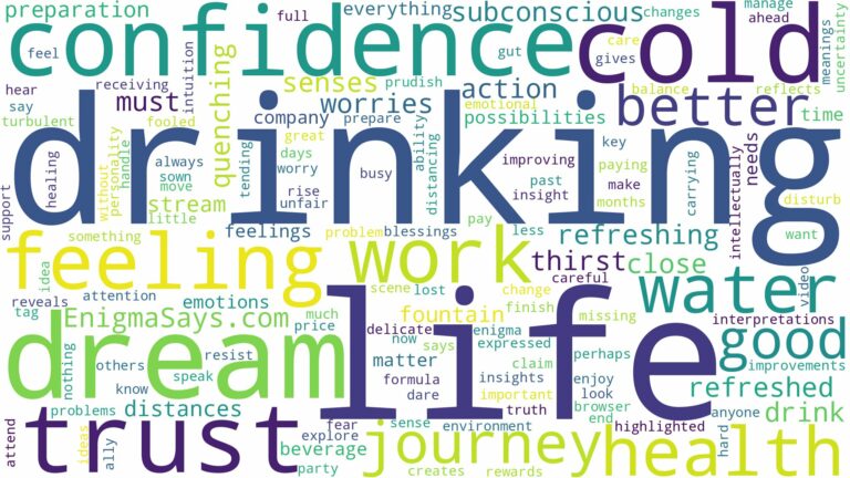 dreaming of drinking cold water and related dreams with their meanings in a word cloud
