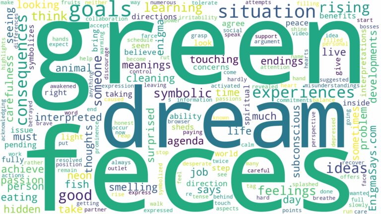 dream about green feces and related dreams with their meanings in a word cloud