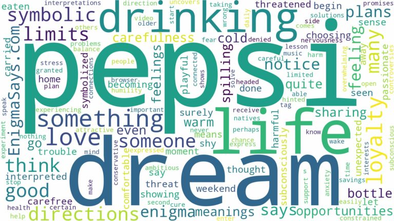 dream of drinking pepsi and related dreams with their meanings in a word cloud