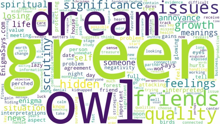 dream about green owl and related dreams with their meanings in a word cloud