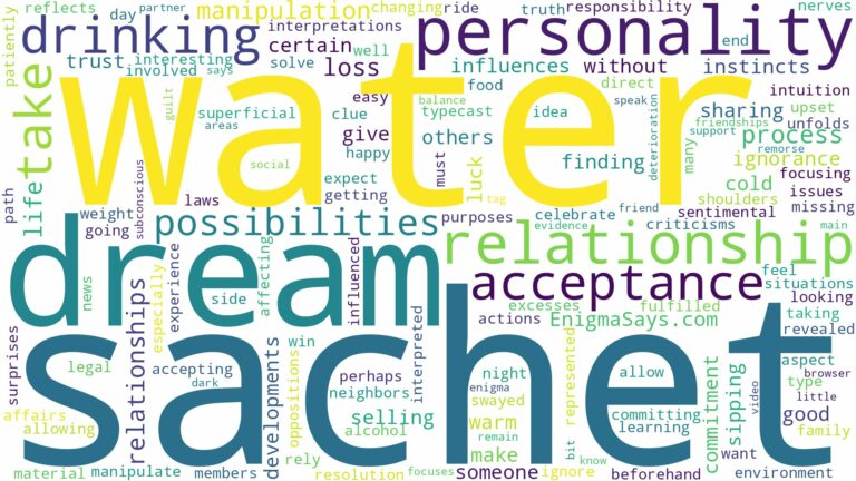 dreaming of drinking sachet water and related dreams with their meanings in a word cloud