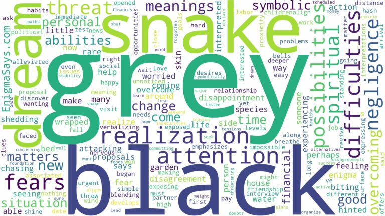 dream about grey and black snake and related dreams with their meanings in a word cloud