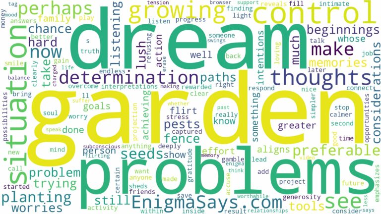 dream of growing garden and related dreams with their meanings in a word cloud