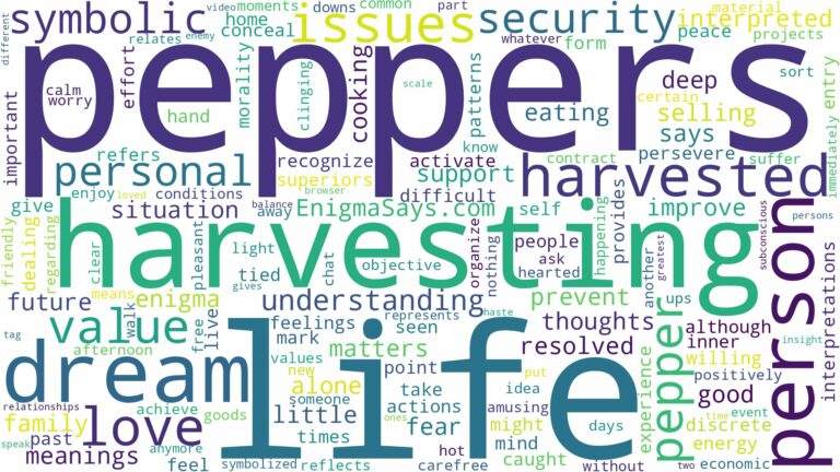 dream of harvesting pepper and related dreams with their meanings in a word cloud