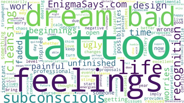 dreaming of having a bad tattoo and related dreams with their meanings in a word cloud