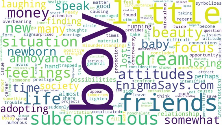 dreaming of having a little boy and related dreams with their meanings in a word cloud