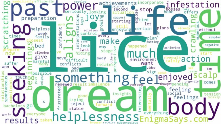 dreaming of having a lot of lice and related dreams with their meanings in a word cloud