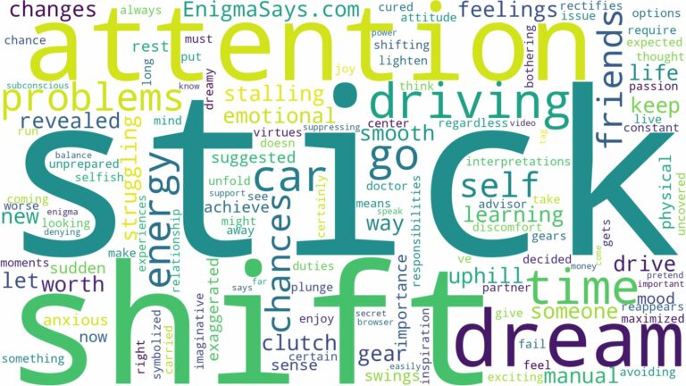 dreaming of driving a stick shift car and related dreams with their meanings in a word cloud
