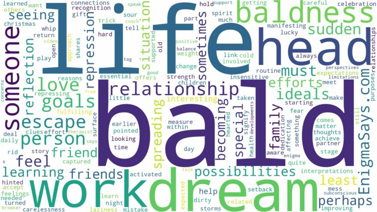 dreaming of having bald head and related dreams with their meanings in a word cloud