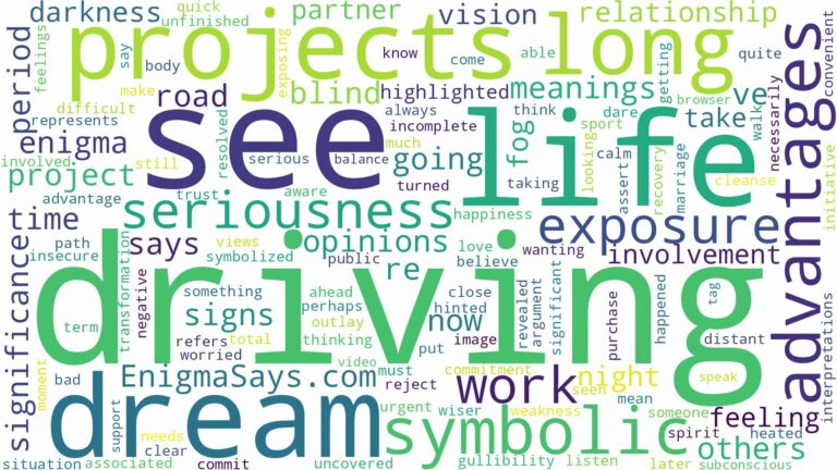 dreaming of driving and can't see and related dreams with their meanings in a word cloud