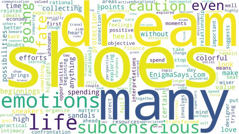 dreaming of having many shoes and related dreams with their meanings in a word cloud
