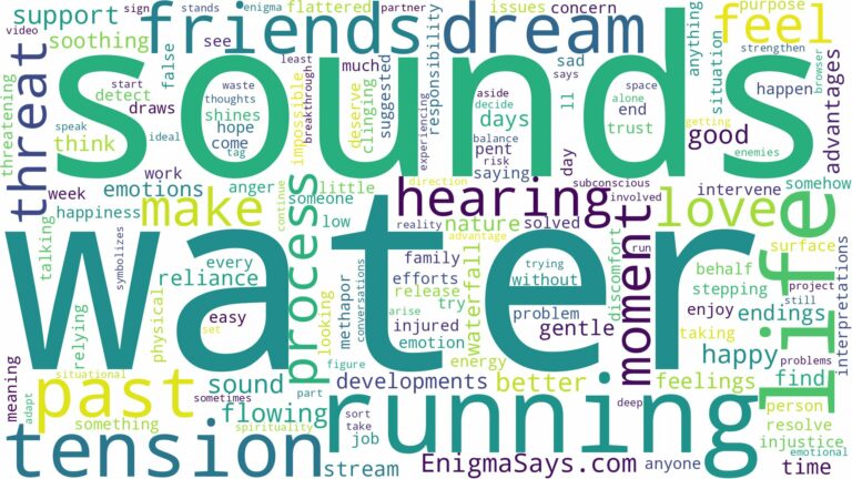 dreaming of hearing running water and related dreams with their meanings in a word cloud