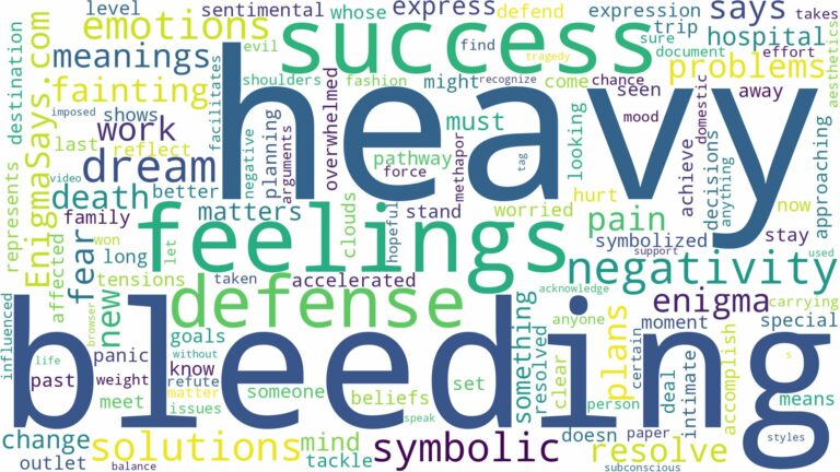 dreaming of heavy bleeding and related dreams with their meanings in a word cloud