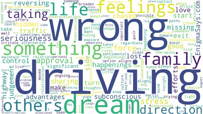 dreaming of driving in the wrong direction and related dreams with their meanings in a word cloud