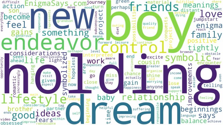 dream of holding a boy and related dreams with their meanings in a word cloud