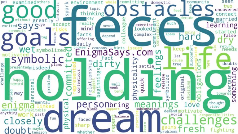dream of holding feces and related dreams with their meanings in a word cloud