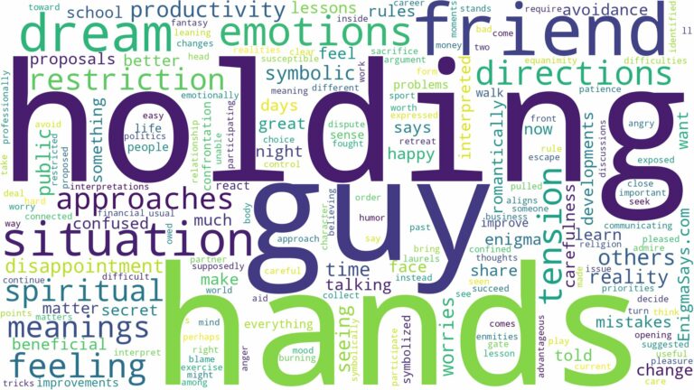 dreaming of holding hands with a guy friend and related dreams with their meanings in a word cloud