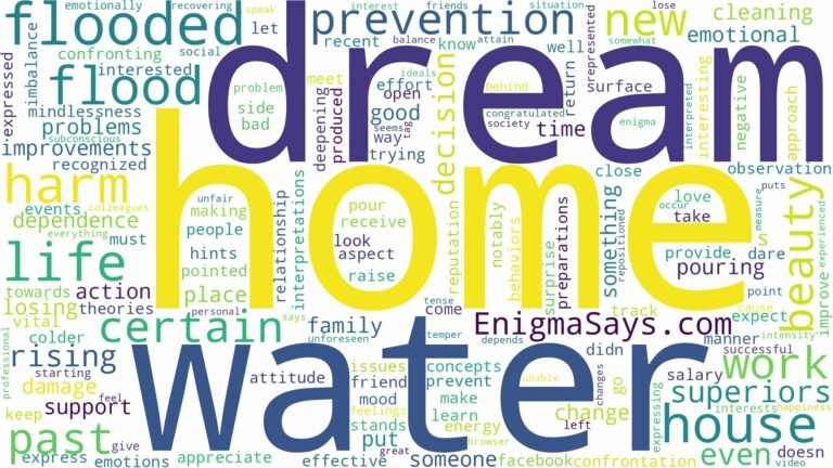 dreaming about home being flooded and related dreams with their meanings in a word cloud