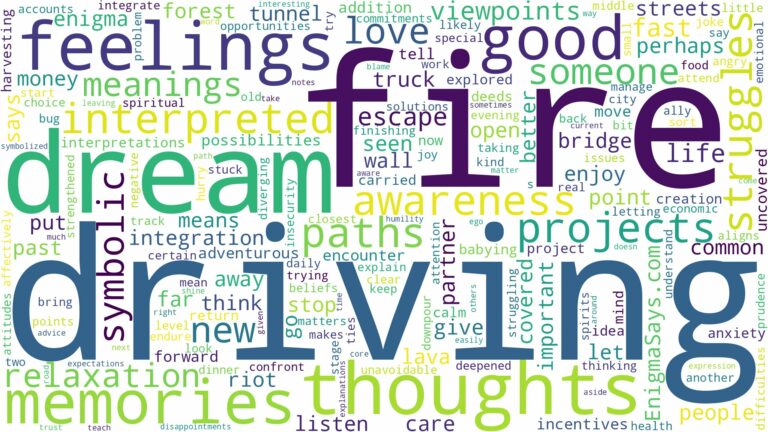 dream of driving through fire and related dreams with their meanings in a word cloud