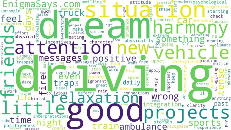 dream of driving vehicle and related dreams with their meanings in a word cloud
