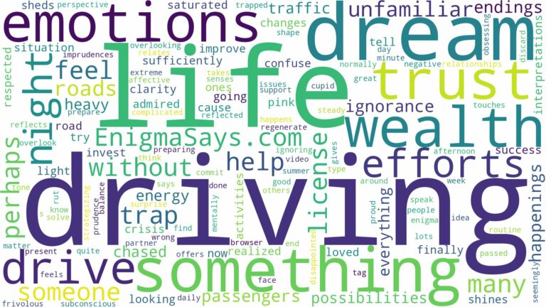 dreaming of driving when you can't drive and related dreams with their meanings in a word cloud