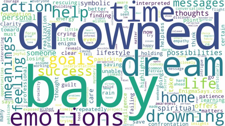 dream about drowned baby and related dreams with their meanings in a word cloud