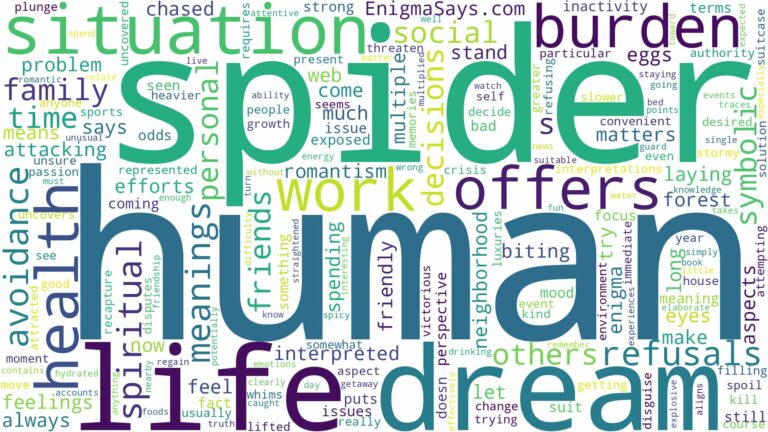 dream about human spider and related dreams with their meanings in a word cloud